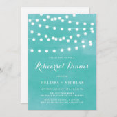  whimsicalな紐の照明 ティール色のプレリハーサルディナー 招待状 (正面/裏面)