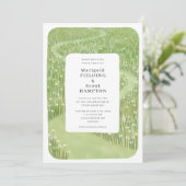  whimsicalな緑の草のウェディング招待状 招待状 (スタンド正面)