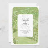  whimsicalな緑の草のウェディング招待状 招待状 (正面/裏面)