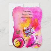  whimsicalな花と蝶 ピンクと黄色 招待状 (裏面)