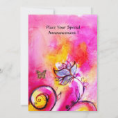  whimsicalな花と蝶 ピンクと黄色 招待状 (裏面)