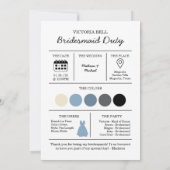 whimsicalな花嫁の伴娘提案カード 招待状 (裏面)