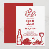  whimsicalな落書きイタリアンウェディングシャワー 招待状 (正面/裏面)