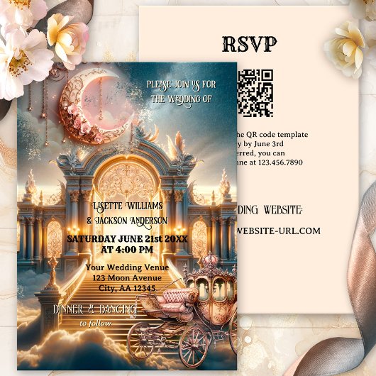  whimsicalな蒸気機関のフェアリー・テール・ウェディング 招待状