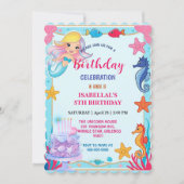  whimsicalな虹色の人魚とタツノオトシゴの星の誕生日 セーブザデート (正面)