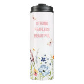  whimsicalな蝶の庭園ピンクの名言 タンブラー (正面)