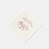 whimsicalな赤い手描きのクリスマスディナーパーティー スタンダードカクテルナプキン (角)