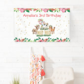 whimsicalな農場動物の誕生日パーティーバナー 横断幕 (インサイチュ)