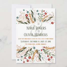  whimsicalな野生の花々のエレガントなモダンインスピリテイション 招待状