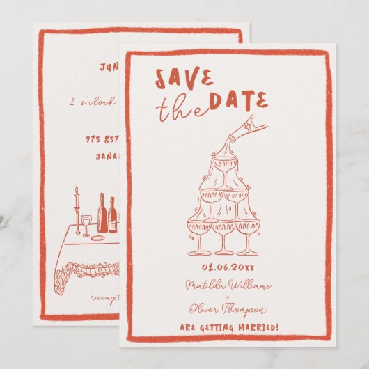  whimsicalな銅のSave The Date招待状 招待状 (正面/裏面)