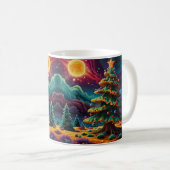  whimsicalな雪だるまのクリスマスアート コーヒーマグカップ (正面右)