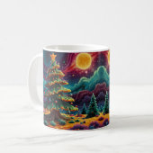  whimsicalな雪だるまのクリスマスアート コーヒーマグカップ (正面左)