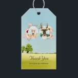 whimsicalな rustic ウッドランド フォレスト 鹿 ウェディング ギフトタグ<br><div class="desc">幻想的な鹿のカップル メダリオンとフラッシュピンクのボヘミアンフラワーウェディングサンクスギフトタグ</div>