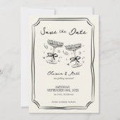 whimsicalなSave The Date Champagne with Photo 招待状 (正面)