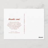 whimsicalウェディングサンクス テラコッタ 3ショット写真 ポストカード (裏面)