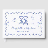 whimsicalウェーブフレーム 手描き 青い結婚式 ゲストブック (正面)