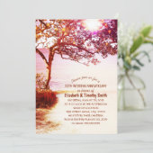  whimsicalツリー ビーチ ウェディング アニバーサリー パーティー 招待状 (スタンド正面)