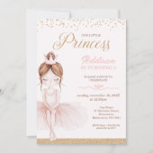 whimsicalピンクのバレリーナプリンセス誕生日 招待状 (正面)