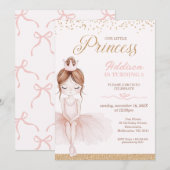  whimsicalピンクのバレリーナプリンセス誕生日 招待状 (正面/裏面)