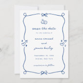  whimsicalブルーの結婚式の写真 保存日 招待状 (正面)