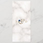 whimsicalブルーゴールドフラワーズモノグラムウェディング メニュー (裏面)