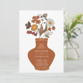  whimsicalレトロ フラワー QRコード ウェディング 招待状 (スタンド正面)