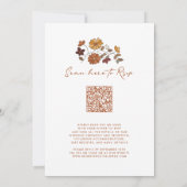  whimsicalレトロ フラワー QRコード ウェディング 招待状 (裏面)