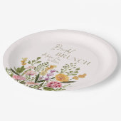  whimsical水彩花束婚前早午餐 ペーパープレート (アングル)