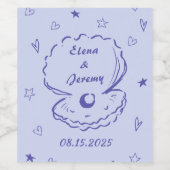 whimsical でおしゃれな手描きの結婚式ワインボトルラベル ワインラベル (シングルラベル)