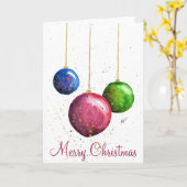  whimsical でカラフルなクリスマスのオーナメント カード (黄色い花)