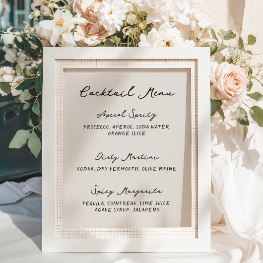  whimsical で個性的な手書きのカクテル メニュー ポスター