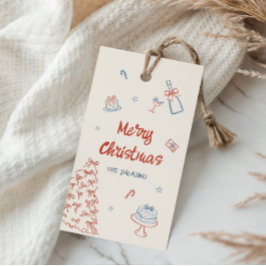  whimsical で手描きの楽しいクリスマスパーティー ギフトタグ