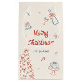 whimsical で手描きの楽しいクリスマスパーティー スモールペーパーバッグ (裏面)