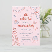  whimsical で手描きの楽しいクリスマスパーティー 招待状 (スタンド正面)