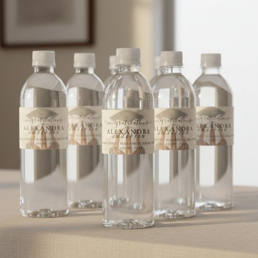  whimsical なカリグラフィー卒業式の蝶ネクタイ ペットボトルラベル