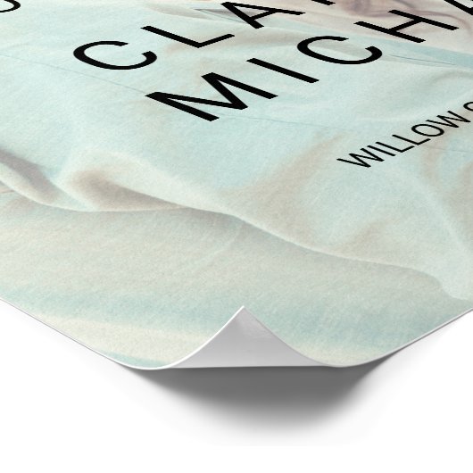 whimsical なカリグラフィー フェード写真 ウェルカム ウェディング ポスター (角)