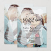  whimsical なフェード写真カリグラフィー リハーサルディナー 招待状 (正面/裏面)