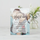  whimsical なフェード写真カリグラフィー リハーサルディナー 招待状 (スタンド正面)