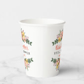  whimsical なフラッシュとコーラル フローラル ブライダル シャワー 紙コップ (右)