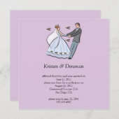  whimsical な漫画の花嫁と花婿の結婚後のお祝い 招待状 (正面/裏面)