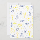  whimsical イタリア 手描き レモン フレーム ウェディング セーブザデート (裏面)