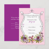  whimsical ウェディング RSVP カード | 水彩 フラワー (正面/裏面)