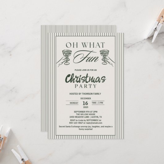  whimsical オワタノシイクリスマスパーティー  招待状 (正面/裏面インサイチュ)