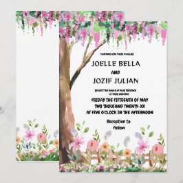  whimsical ガーデン ワイルドフラワー ウェディング 招待状