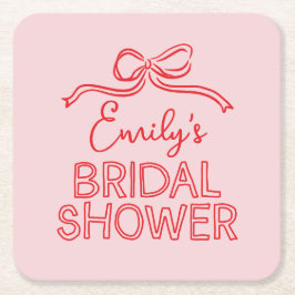  whimsical コケッティー ボウ タイイング ノット ブライダル シャワー スクエアペーパーコースター
