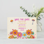 whimsical コテージコア フラワー ウェディング セーブザデート (スタンド正面)