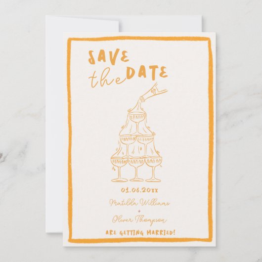 whimsical ゴールデンアワー Save The Date 招待状 (正面)