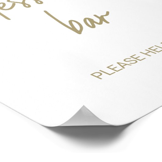 whimsical ゴールドカリグラフィー ウェディング デザートバー ポスター (角)