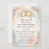 whimsical スクリプト シンプル 50周年 結婚記念日 招待状 (正面)