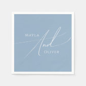  whimsical スクリプト | ダスティーブルー ウェディング スタンダードカクテルナプキン (正面)